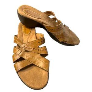 Earth Origins Andria Tan Leather Slide Sandals, Women’s Size 8M